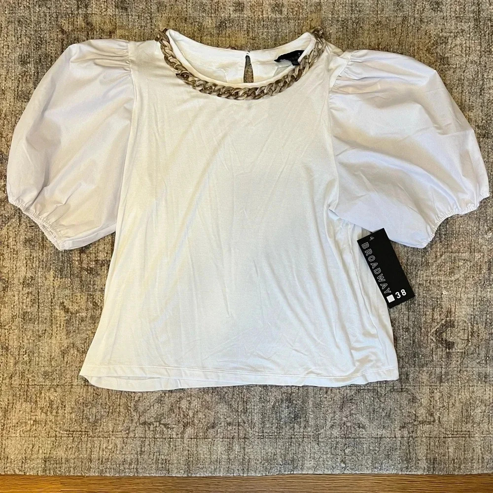 Broadway White Blouse with neck detail